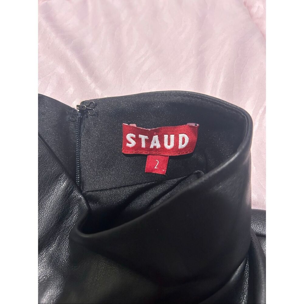 Staud Palettes Faux Leather High Neck Mini Dress Black Size 2 - Picture 7 of 14